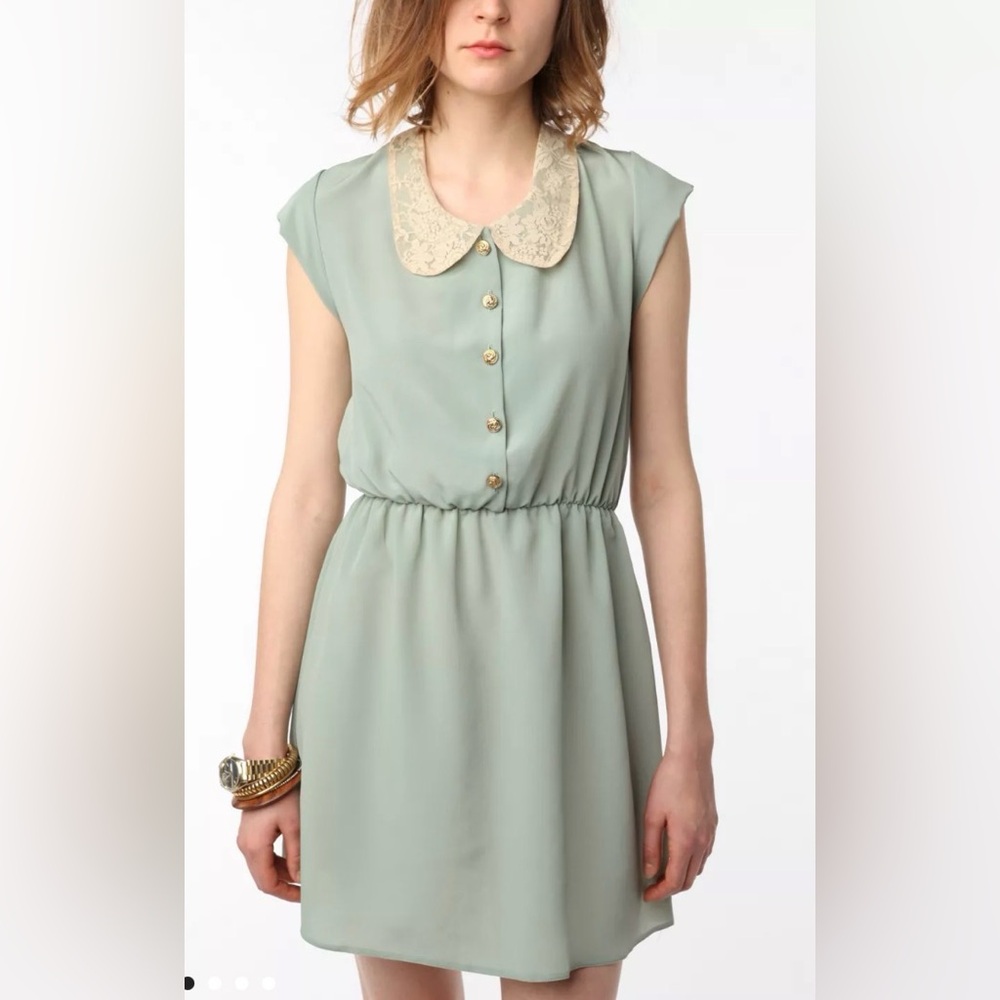 UO Lace Collar Mint Blue-Green Dress